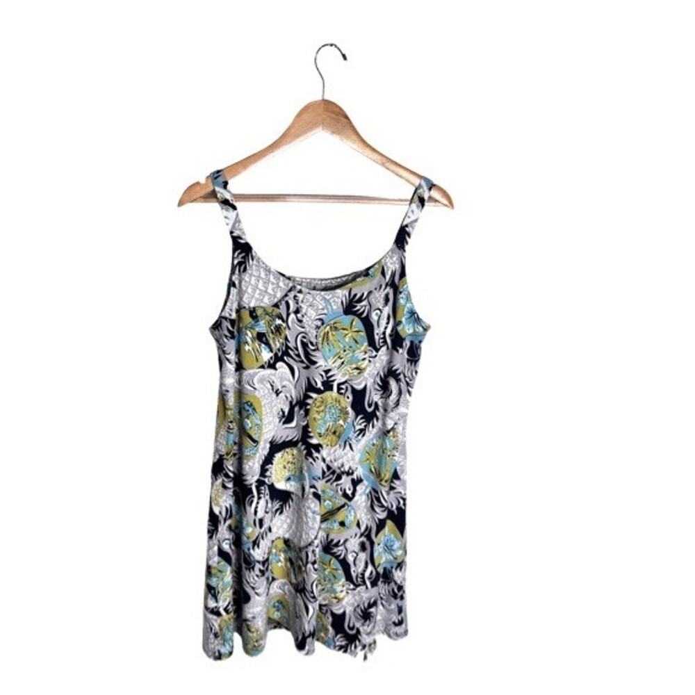 Vintage Hilo Hattie Dress Y2K Dragon Sundress Size XL Black Gray Green - Picture 3 of 7